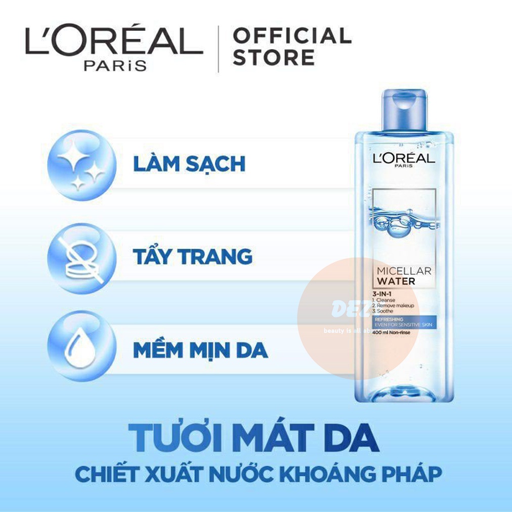 Nước Tẩy Trang Loreal CHÍNH HÃNG L oréal Cleanser paris micellar water L oreal Chăm Sóc Da Mụn Da Nhạy Cảm Lo real Dezy