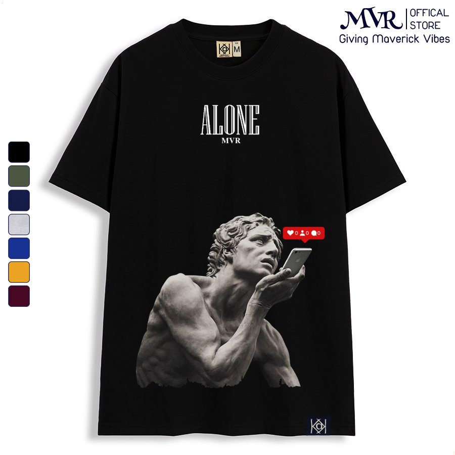 Áo unisex phông thun Cotton tượng đá cô đơn alone trên mạng xã hội localbrand MVR KK3756