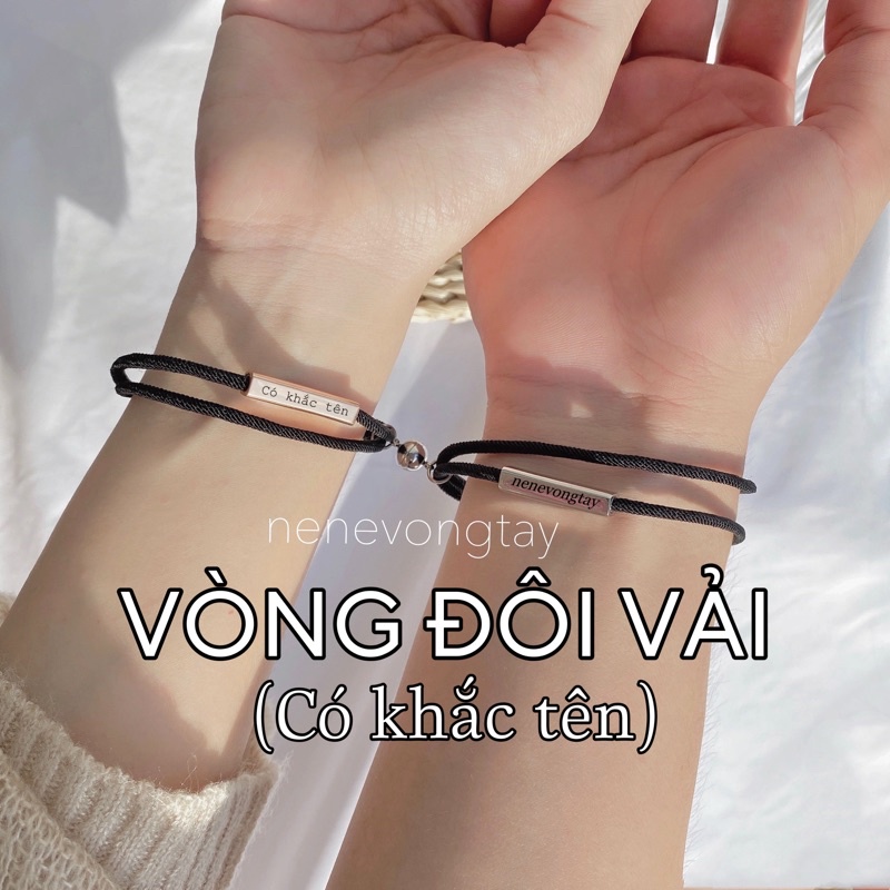 Vòng đôi nam châm thanh inox có khắc tên