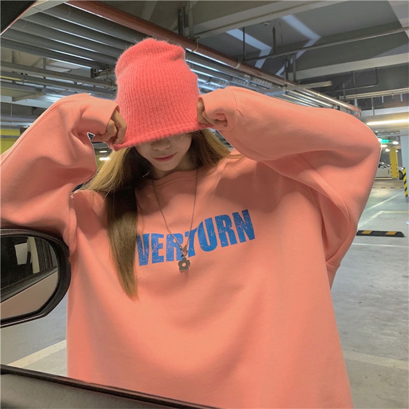 Áo sweatshirt thể thao XINLANYASHE dáng rộng in họa tiết chữ cái thời trang Hàn Quốc trẻ trung dành cho nữ