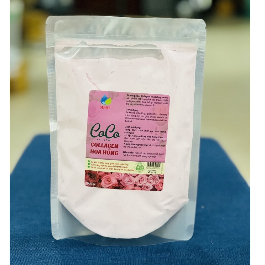 500gr Bột Đắp Mặt Nạ Collagen Tươi Hoa Hồng - Bột Đắp Mặt Nạ Collagen Cánh Hoa Hồng bổ sung collagen giảm lão hóa da