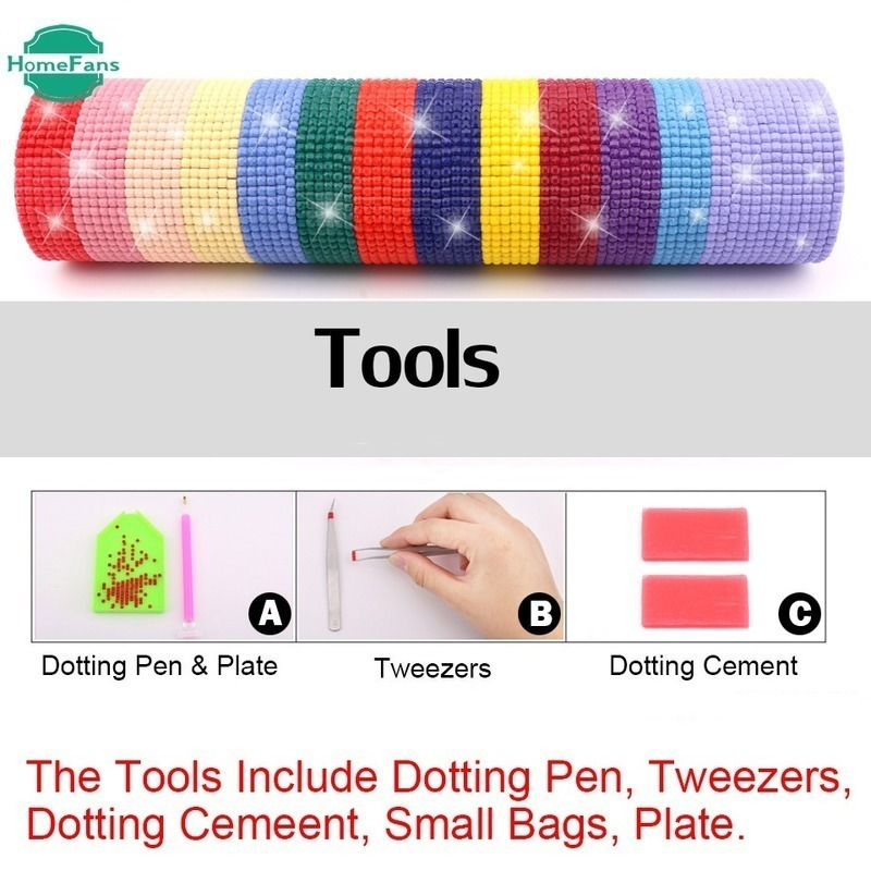 Bộ 11 Dụng Cụ Vẽ Tranh Gia Đình Kích Thước Nhỏ Hình Tròn / Vuông 5D Tự Khoan Toàn Diện