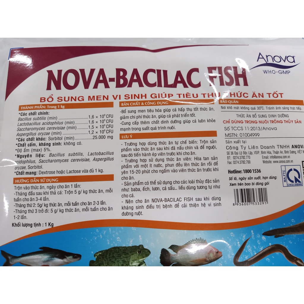 Men tiêu hóa Bacilac cho thủy sản – Men vi sinh giúp tiêu thụ thức ăn – Nova Bacilac fish