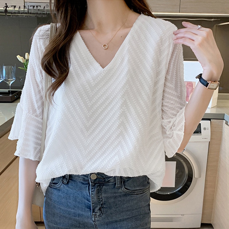 Zanzea Áo Nữ Tay Dài 3 / 4 Cổ Chữ V Thời Trang Quyến Rũ