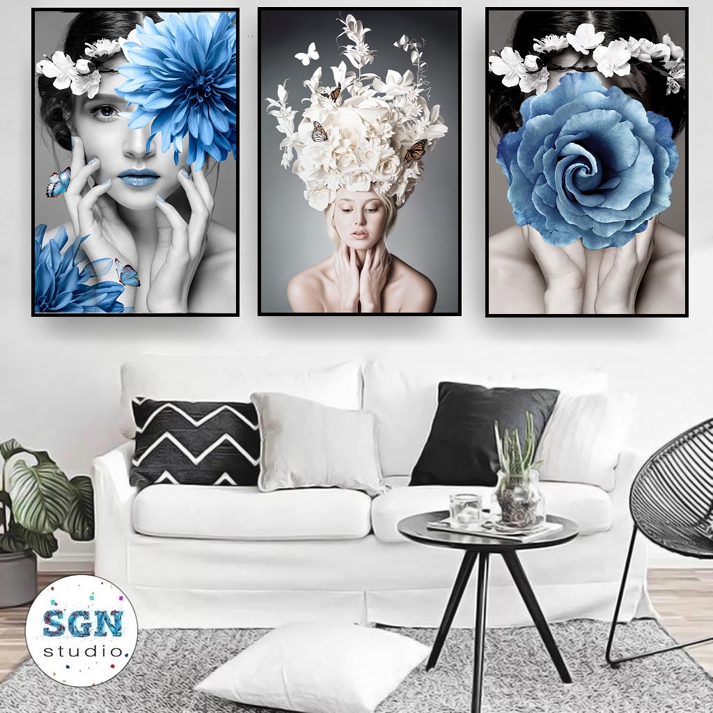 BỘ 3 TRANH KHUNG CANVAS: Tranh spa, phun xăm thẩm mỹ