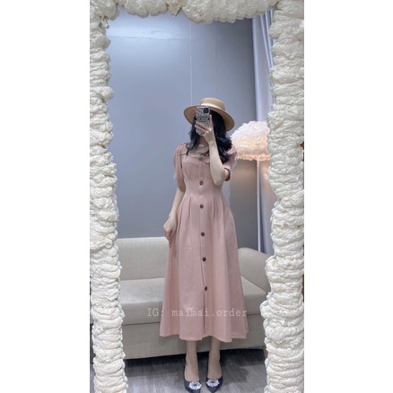 VÁY CỔ VUÔNG BO EO