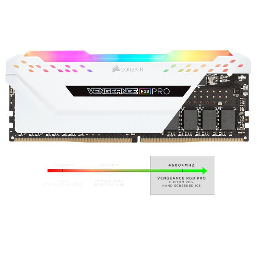 Bộ nhớ trong CORSAIR DDR4 VENGEANCE PRO RGB 16GB DDR4 2x8G 3000MHz CMW16GX4M2C3000C15WTRẮNG