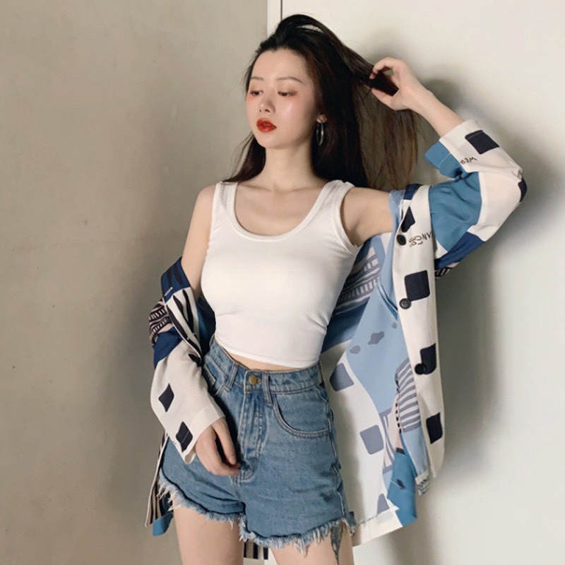 Áo Ba Lỗ Nữ Dáng Croptop 100% Cotton Phong Cách Sexy Ôm Body