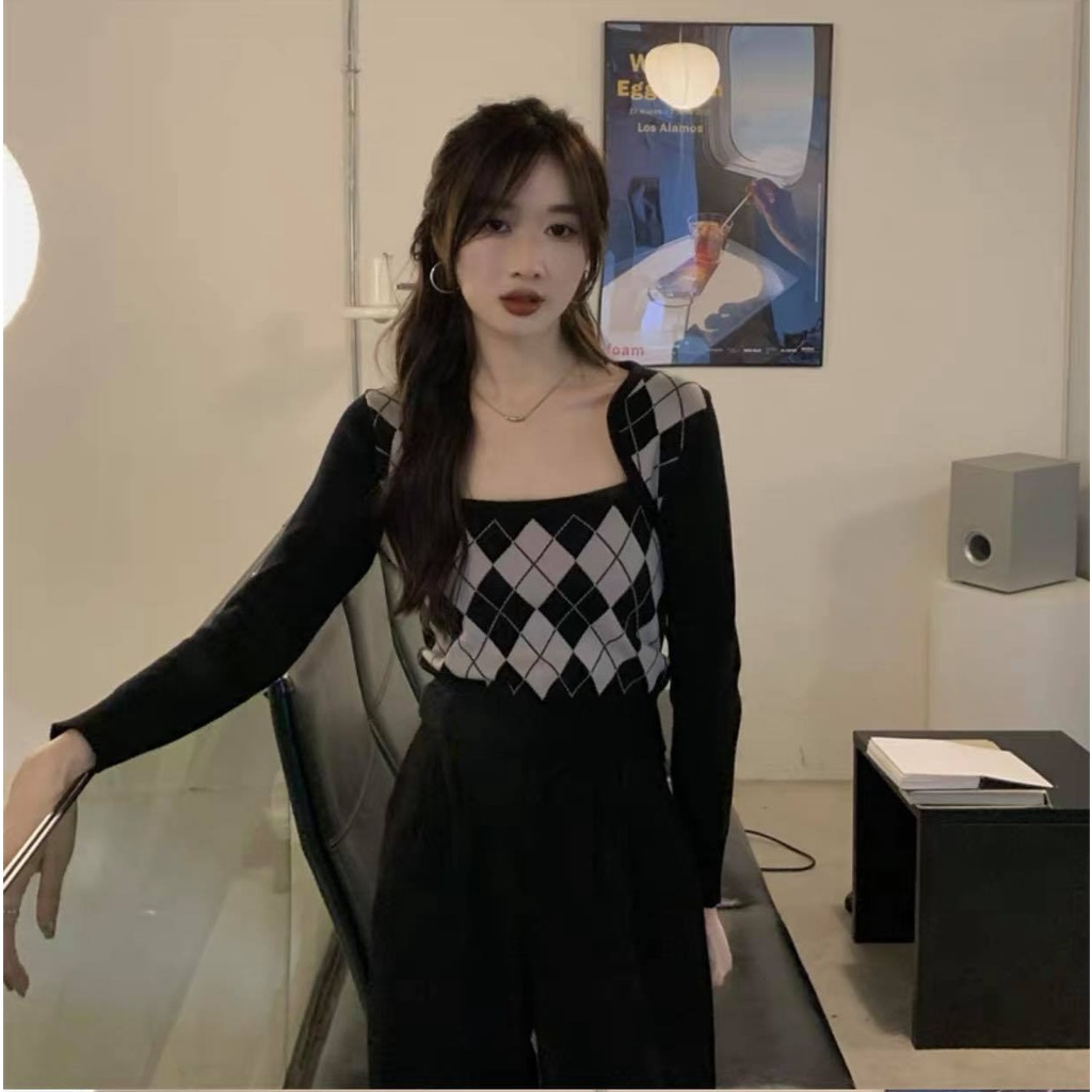 Set áo len họa tiết trám phối áo croptop ngoài siêu xinh- XonXen 468 LÊ DUẨN ĐÀ NẴNG- MÃ 6613