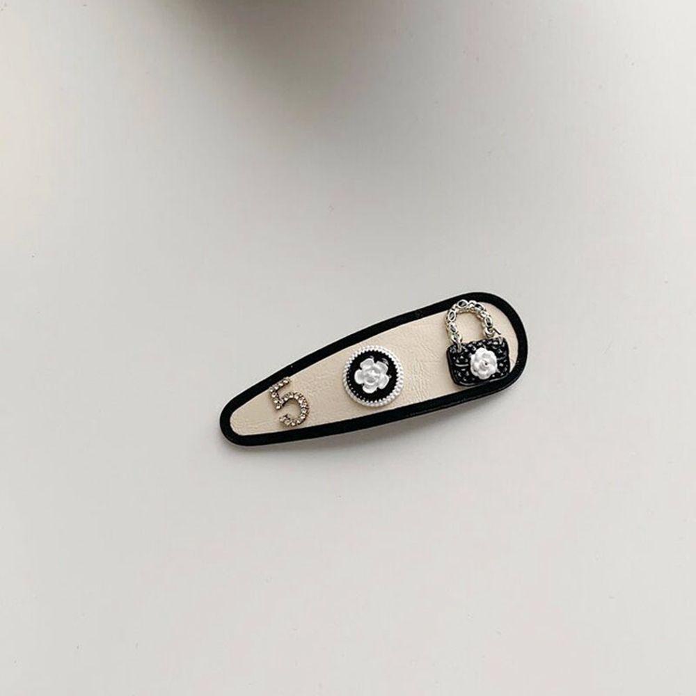 TWINKLE Kẹp Tóc Nơ Bằng Da PU Đính Hoa Trà Kim Loại Kiểu Hàn Quốc Đơn Giản Thanh Lịch