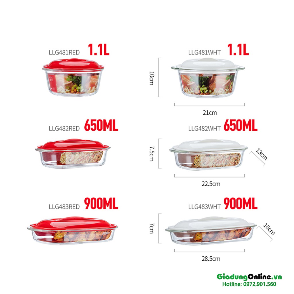 Hộp thủy tinh chịu nhiệt Lock&amp;Lock 650ml LLG482 - Larva Store