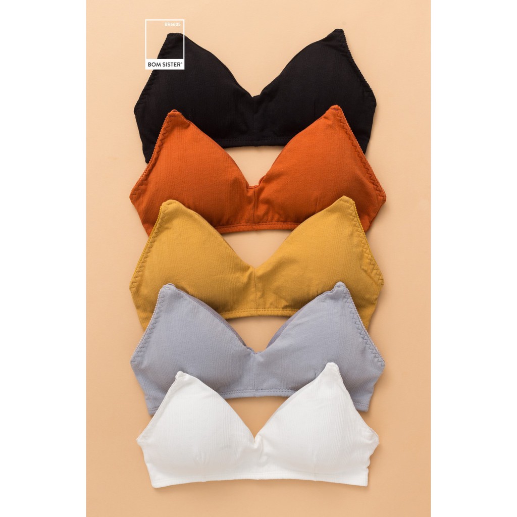 Áo Lót Nữ Mút Mỏng Dây Mảnh Không Gọng Có Kèm Mút Rời Nâng Ngực Tự Nhiên BOM SISTER BR6605 | BigBuy360 - bigbuy360.vn