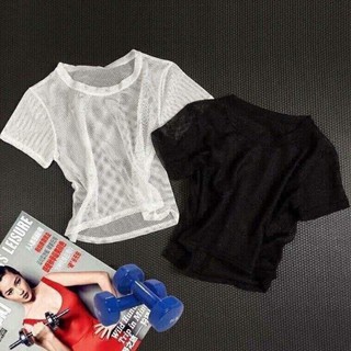 Áo Lưới Croptop Tập Gym, Yoga, Thể Thao