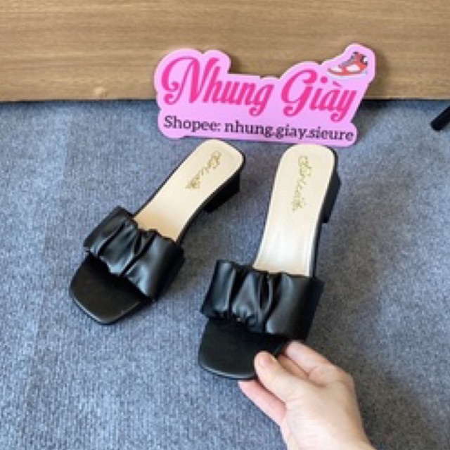 Dép guốc nữ cao gót quai nhún gót vuông 3cm che khuyết điểm chân mã 660