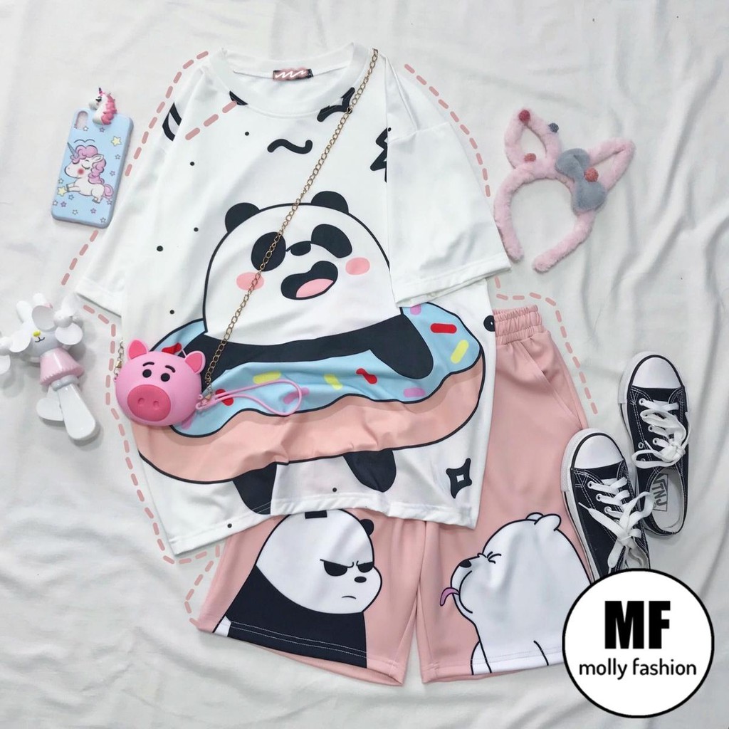 Set đồ bộ hoạt hình ❤️ Bộ mặc nhà Cartoon GẤU PHAO form rộng Freesize Unisex nam nữ Molly Fashion