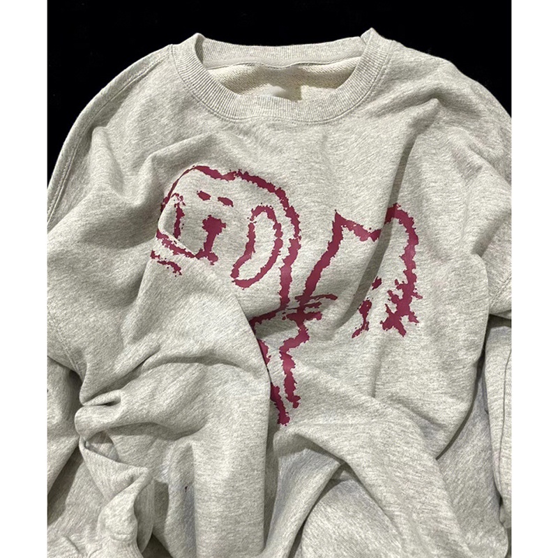 NRVP Áo nỉ tay dài in họa tiết phong cách Hàn Quốc thời trang cho nam và nữ oversize