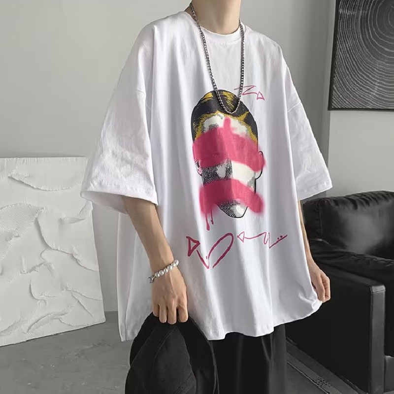 Áo Thun Dáng Rộng In Họa Tiết Hoạt Hình Phong Cách Nhật Bản Thời Trang Mùa Hè Cho Nam Và Nữ size M-8XL