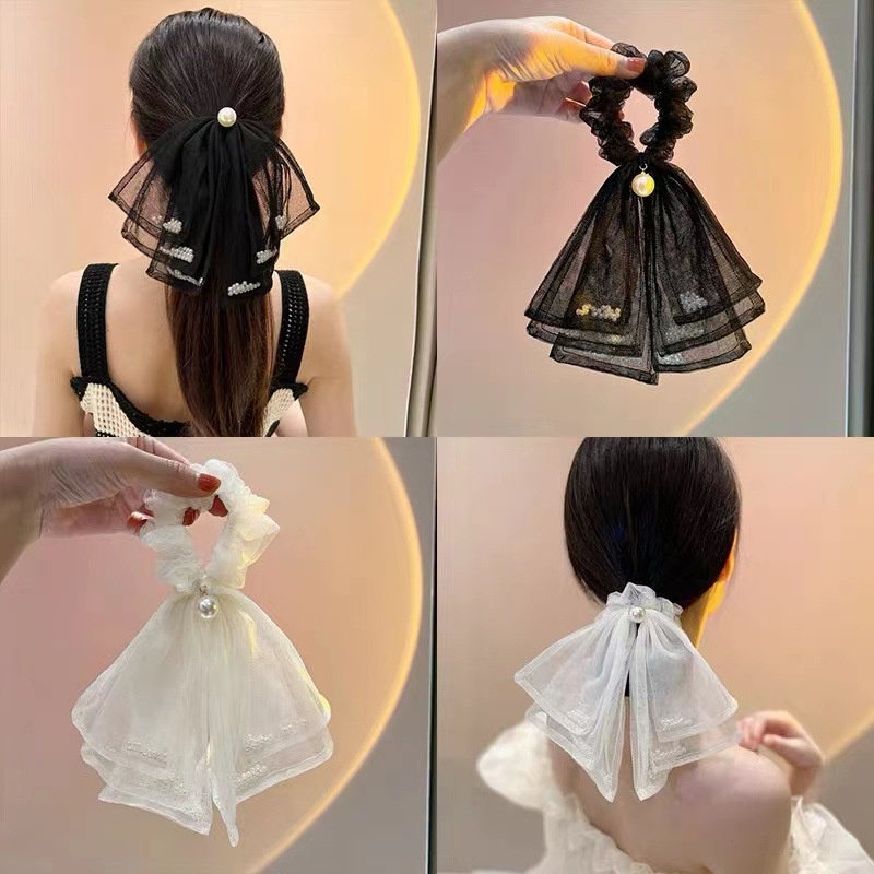 Dây Cột Tóc Đính Ngọc Trai Xinh Xắn Dành Cho Nữ