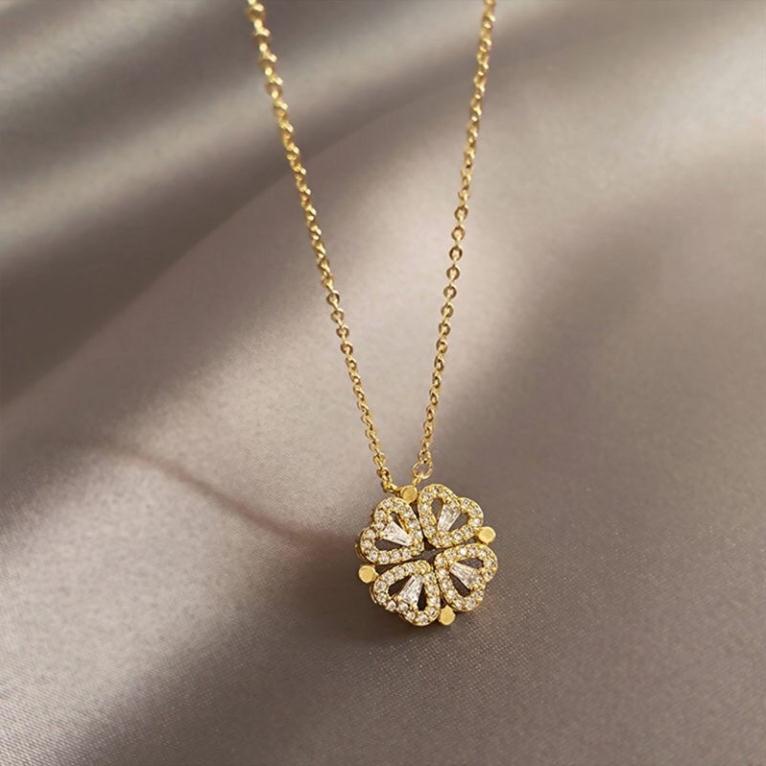 Dây chuyên cỏ 4 lá titan.không han dỉ phai màu. vòng cổ 4lá - Phụ kiện trang sức Hari korea accessories