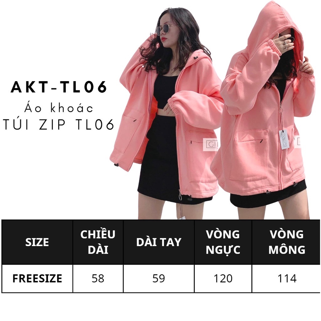 Áo Khoác Thun Nữ Túi Zip GINNY | Phiên Bản Chống Nắng Có Nón | Hàng Đẹp