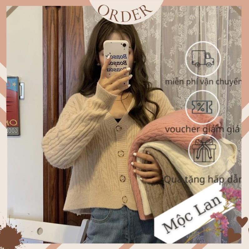 (MộcLan ORDER) Áo cardigan len nữ dày dài tay dài màu trắng, hồng , be chất đẹp hàng quảng châu thời trang thu đông | BigBuy360 - bigbuy360.vn