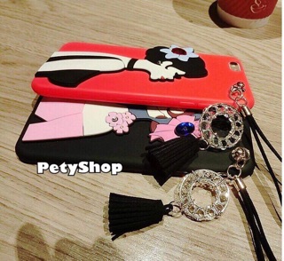 Ốp dẻo cô gái đính đá kèm dây đá iPhone 6Plus/6SPlus/7Plus/8Plus/X