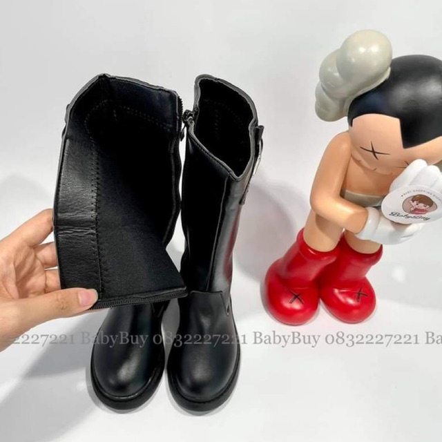 GIÀY BỐT CAO CỔ CHO BÉ GÁI , BỐT CHO BÉ CHẤT DA MÀU ĐEN PHỐI KHOÁ GÀI (BOOT KHOÁ BÊN HÔNG)