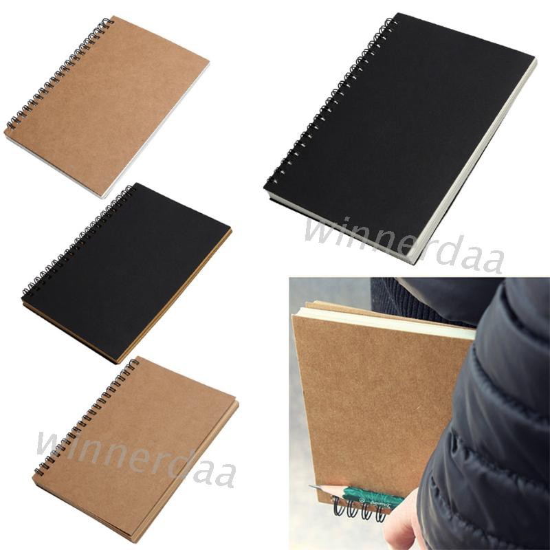 WIN. Reeves Retro Spiral Bound Coil Sketch Book Blank Notebook Kraft Sketching Paper
