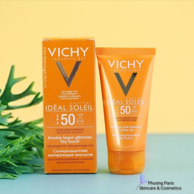 Kem chống nắng Vichy SPF50 cho da dầu mụn nhạy cảm hỗn hợp thiên dầu không đổ dầu vật lý, hóa học Queen Beauty - KCN