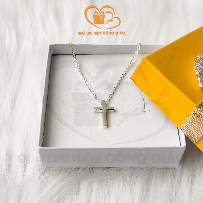Dây chuyền nữ hình Thánh Giá  số 5 chất liệu bạc Quà Lưu Niệm Công Giáo