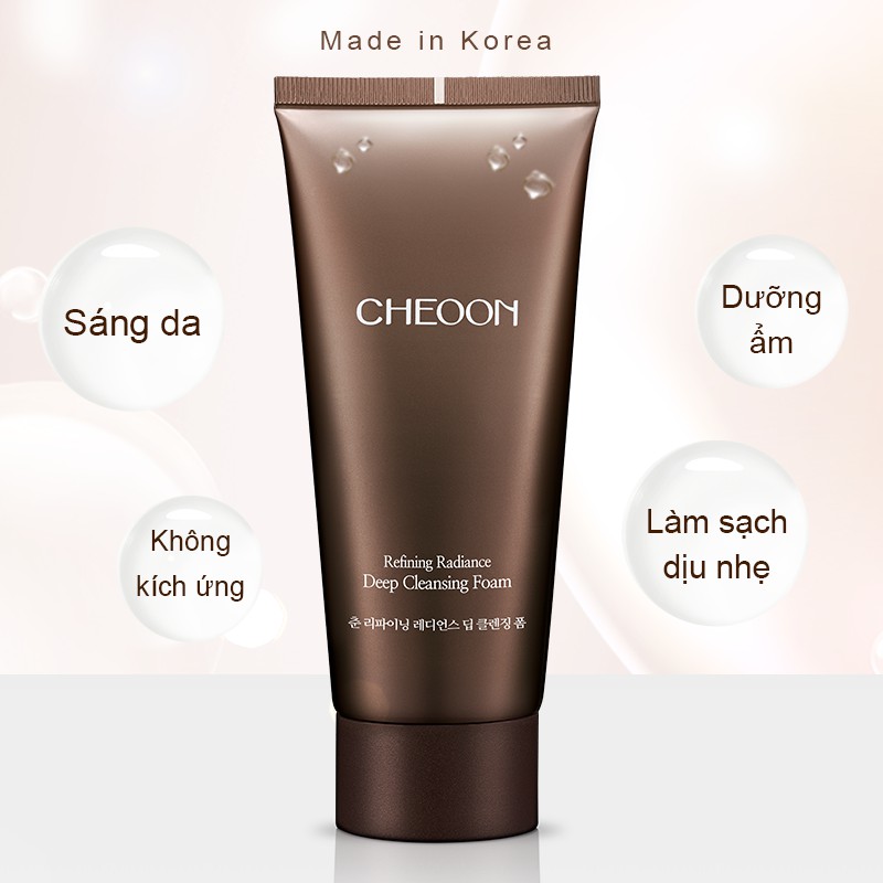 Sữa rửa mặt giữ ẩm, trắng da, chiết xuất thiên nhiên từ linh chi, dâu tằm CHEOON- Refining Radiance Deep Cleansing Foam | BigBuy360 - bigbuy360.vn