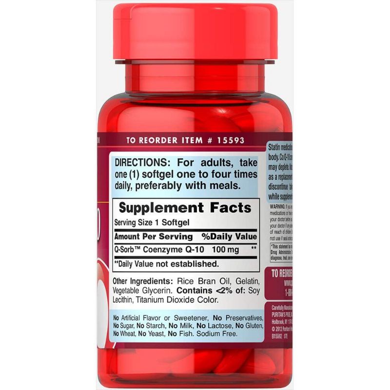 Viên uống tim mạch, bổ tim, giảm cholesterol Puritans pride coQ10 100mg 60 - 120 viên