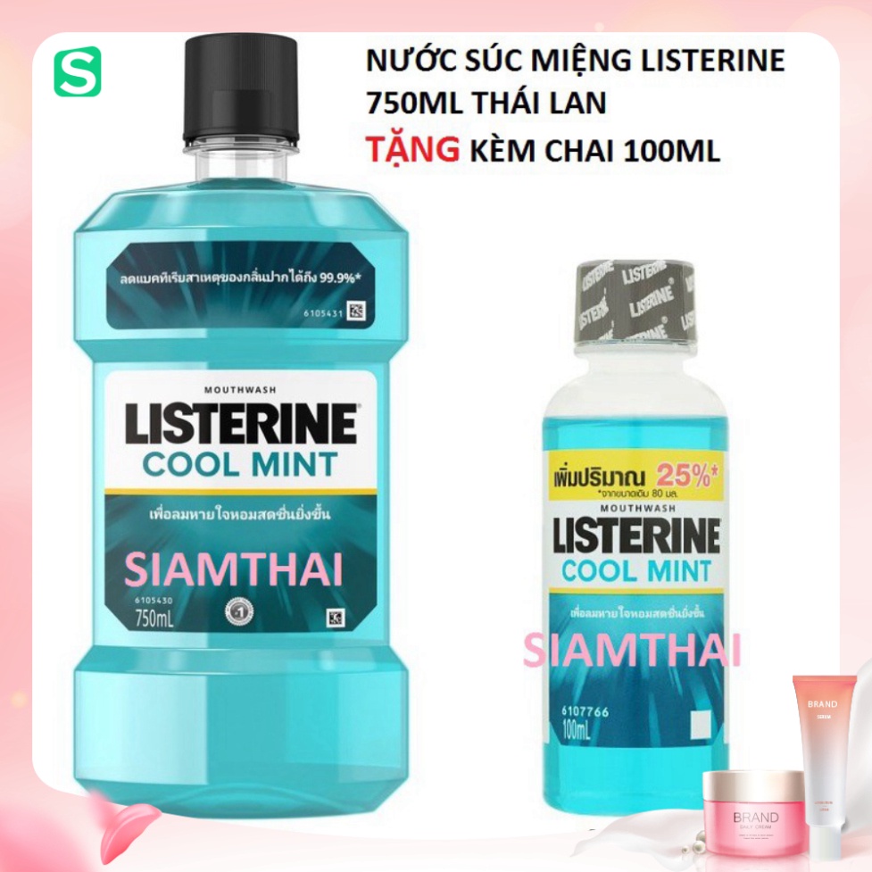 Nước Súc Miệng Listerine Thái Lan chai 750ml Tặng Kèm Chai Nhỏ 100ml Thái Lan