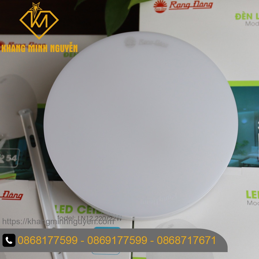 Đèn LED ốp trần RẠNG ĐÔNG tròn D220/22W và D300/30W - AS trắng, ốp trần ban công, ốp trần sảnh, ốp hành lang, ốp logia