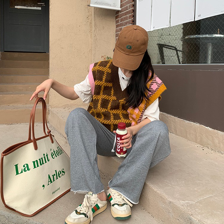 Áo ghi lê SUXI cổ chữ V dáng rộng thời trang mùa thu dành cho nữ