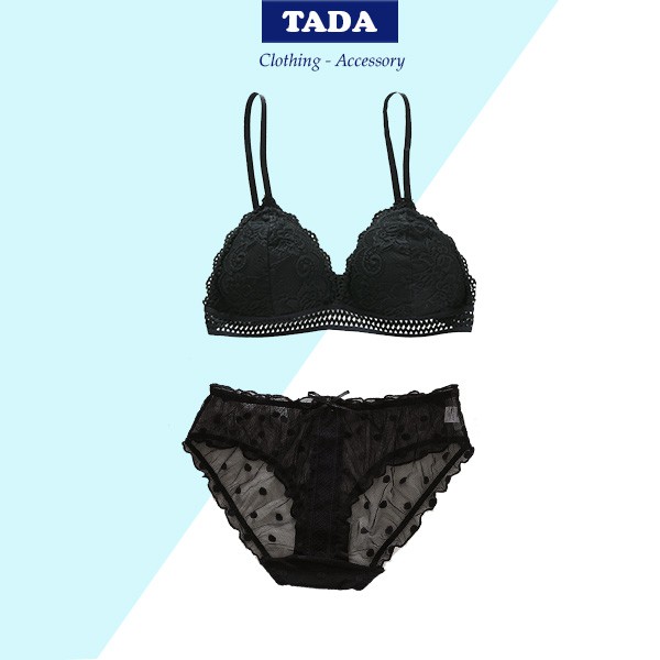 Bộ đồ lót quần lót nữ ren sexy, áo ngực không gọng kèm mút hoa đại quyến rũ - Tada BLD01