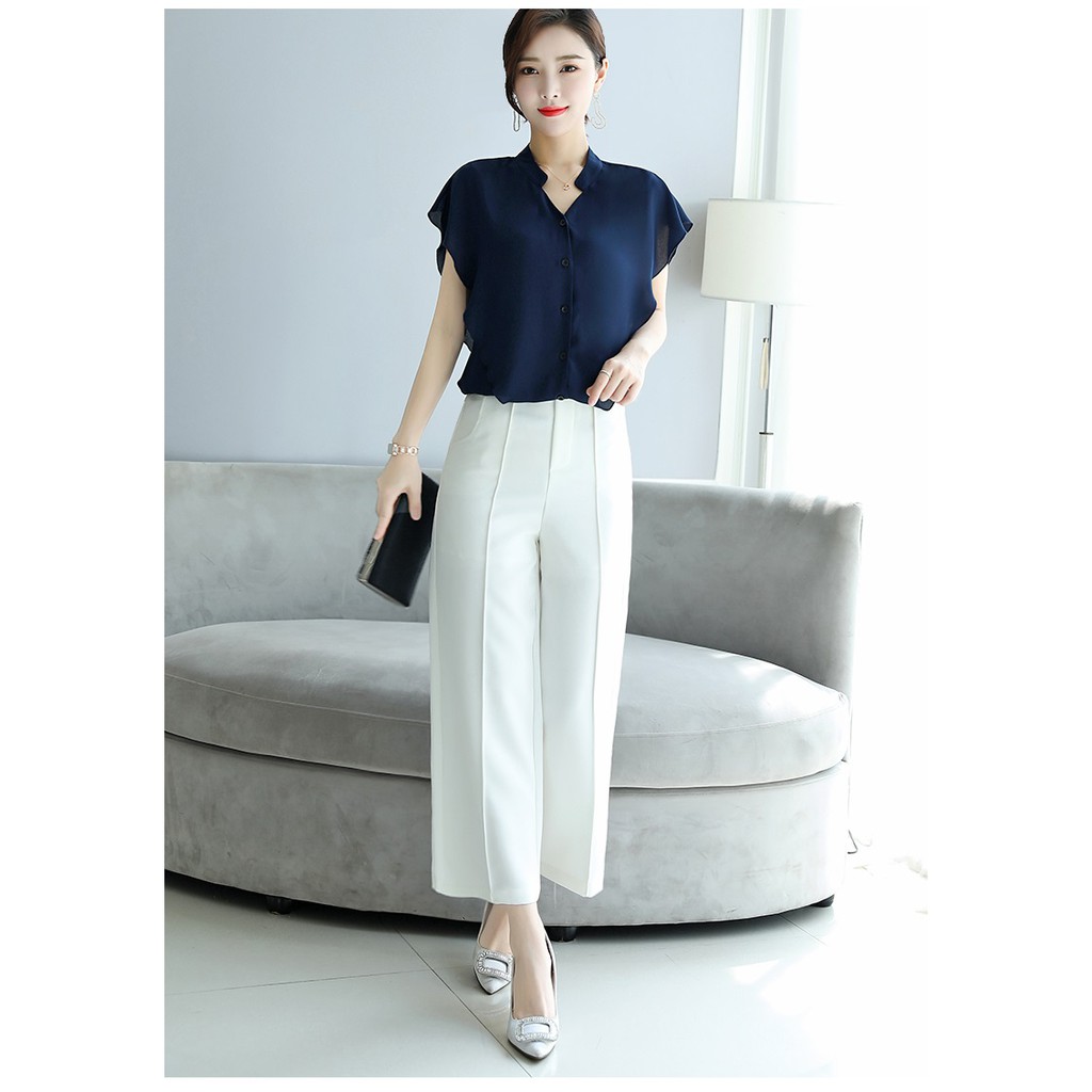 Áo Sơ Mi Nữ Công Sở kiểu Cổ Trụ, Cánh Dơi 2 Lớp | BigBuy360 - bigbuy360.vn