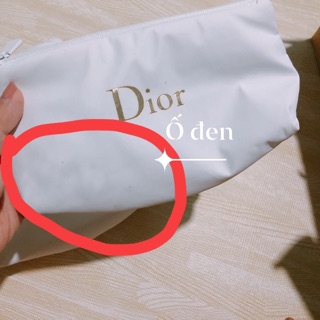 Túi phụ kiện makeup dior vải trắng mềm