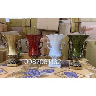 Bình hoa composite cổ điển dáng lá,
