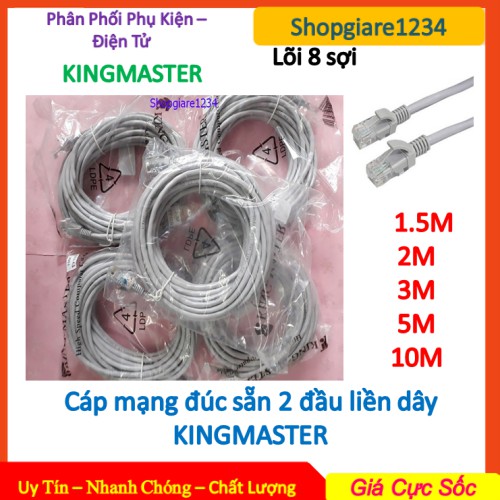 [Mã ELFLASH3 hoàn 10K xu đơn 20K] ☄️Dây Cáp Mạng Bấm Sẵn 2 Đầu dài 1.5M -&gt; 10M UTP CAT 5E. Cáp mạng bấm sẵn KINGMASTER