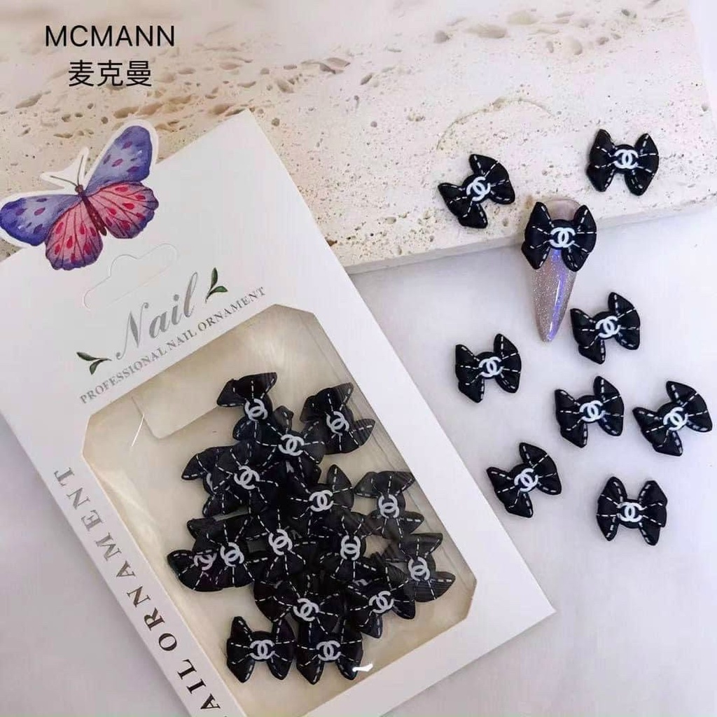 Set charm nơ giả bột đính móng nail manh219