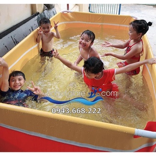Bể bơi mini, bể bơi cho bé, bể bơi thanh kim loại, bể bơi lắp ghép kích thước 1.6x1.6x0.6m