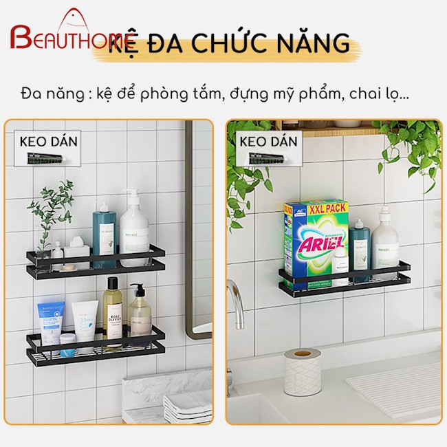 Giá Để Gia Vị Đen Dán Tường Gạch Men - Kệ Để Gia Vị Nhà Bếp Không Cần Khoan Vít | BigBuy360 - bigbuy360.vn