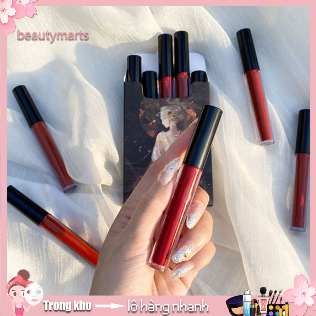 [Hàng mới về] Set 5 Son Kem Lì Trang Điểm Không Dính Cốc Lâu Trôi