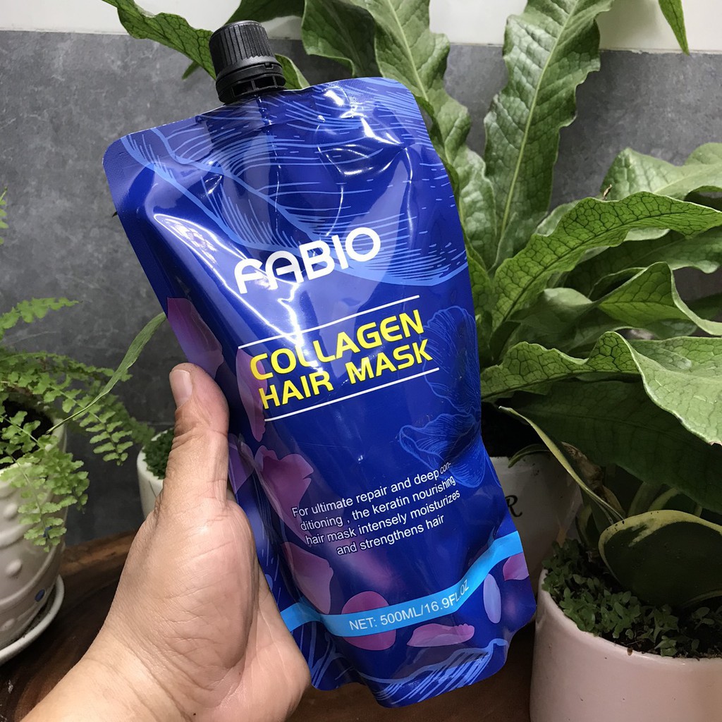 Dầu hấp ủ tóc Collagen FABIO 500ml bổ sung dưỡng chất cho tóc sau khi nhuộm, uốn, ép