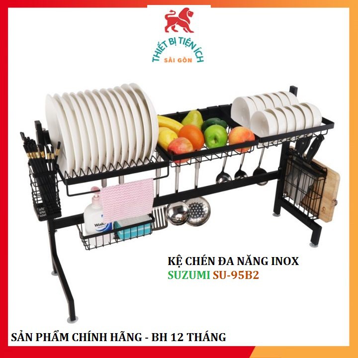 Kệ Chén Đa Năng Inox - Giá Để Bát Đũa Thông Minh SUZUMI Size 95cm-Bảo hành 12 tháng