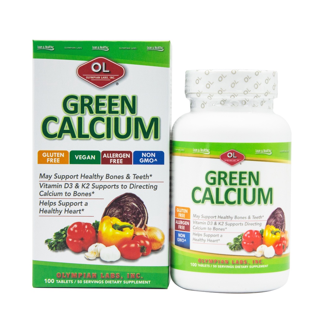 Viên Bổ Sung Canxi Hữu Cơ Olympian Labs Green Calcium Cho Bà Bầu Trẻ em Người Lớn.Lọ 100v