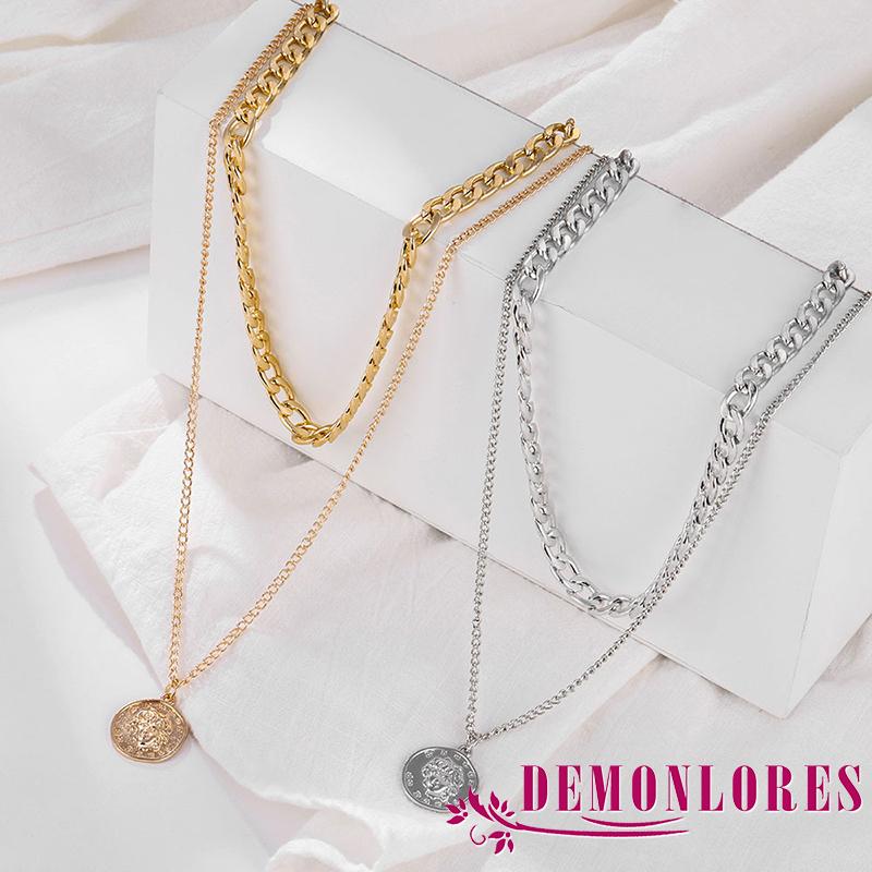 Dây chuyền trang trí mặt hình đồng xu kiểu dáng cổ điển dành cho nữ