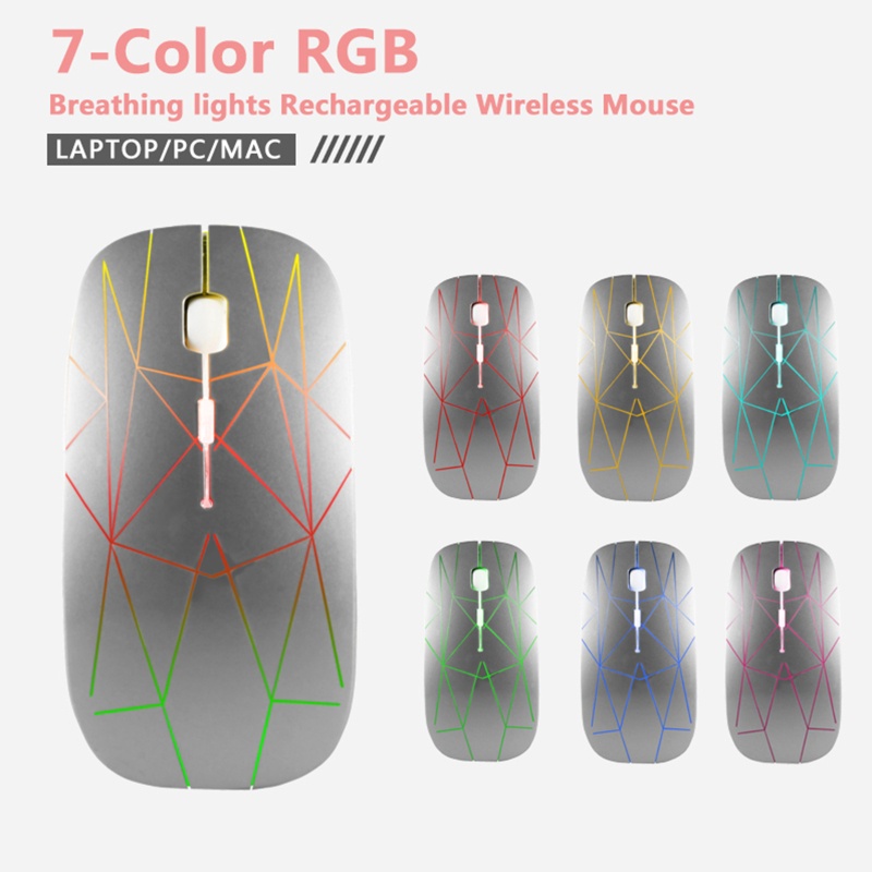 Chuột không dây Không Gây Tiếng Ồn Có Cổng USB & Type C 2 Trong 1 Màu RGB
