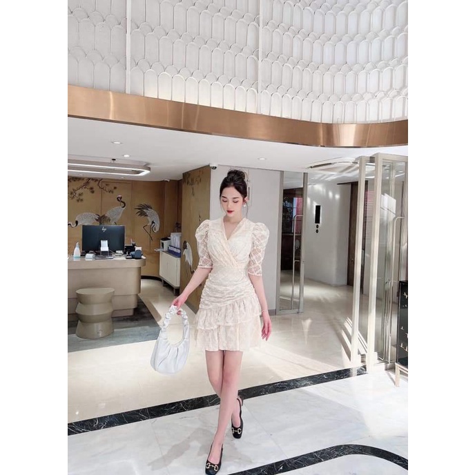 ĐẦM REN NỮ KIỂU DÁNG TAY CON CÓ LÓT DỰ TIỆC KẾT HỢP ĐI LÀM CÔNG SỞ SIÊU ĐẸP PU (HÀNG QUẢNG CHÂU)